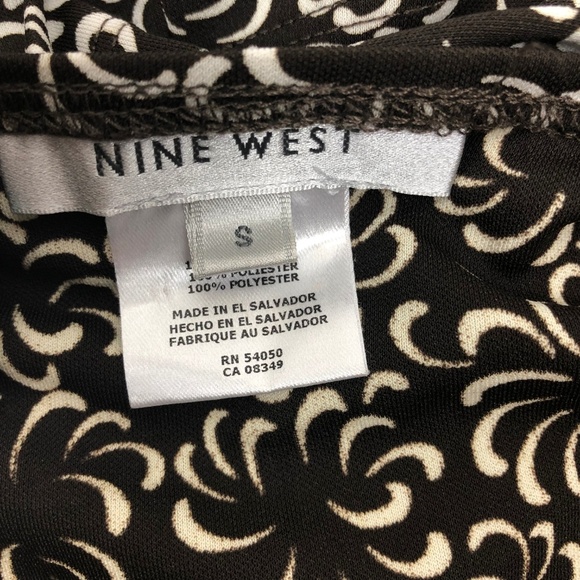 Nine West Brown Floral Faux Wrap Blouse Small - Picture 7 of 8